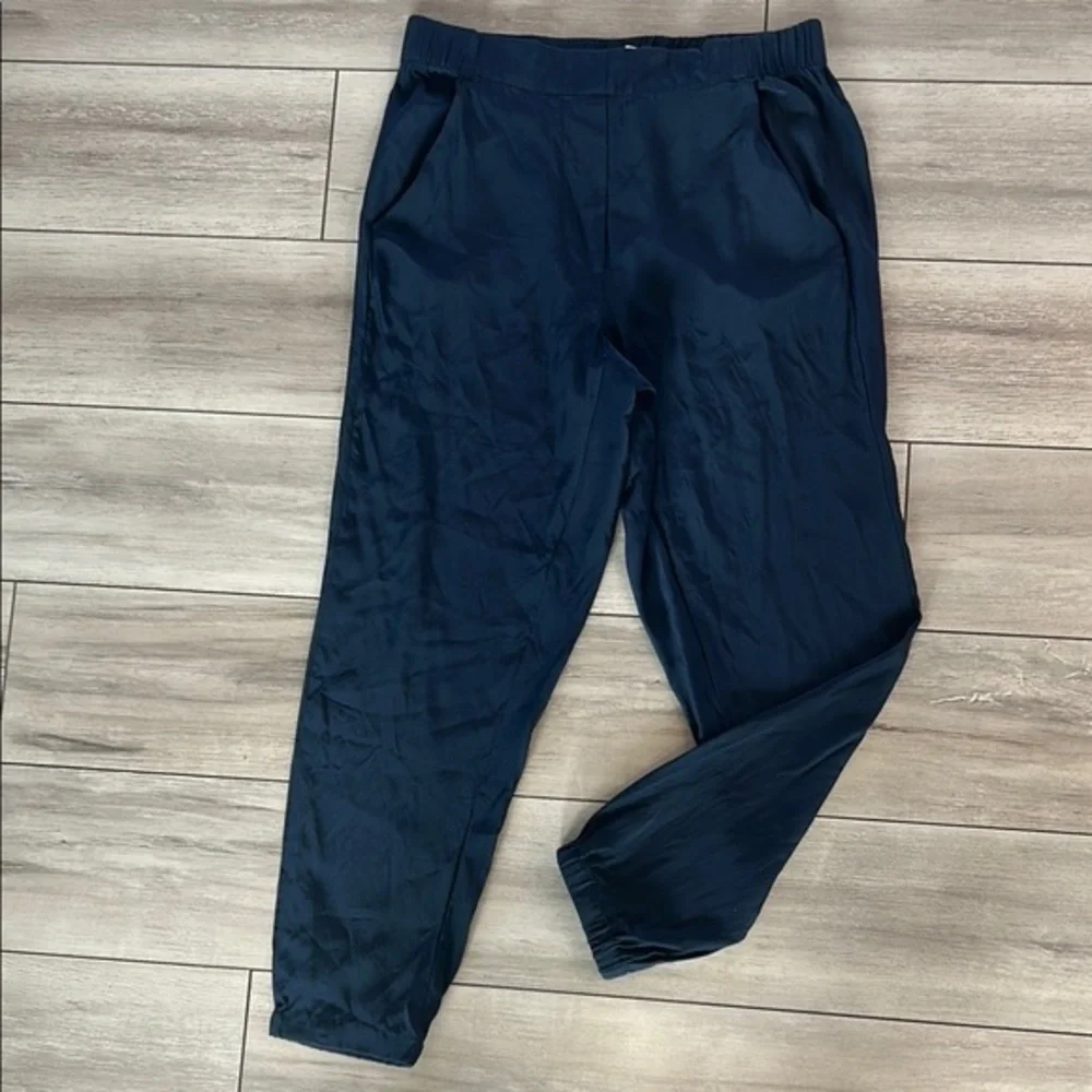 Elaine Kim size medium navy blue 100% silk jogger pants